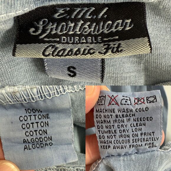 E.M.I. Sportswear Short Sleeve Vail T Shirt Blue Classic Fit Adult Size S Small - Picture 8 of 12